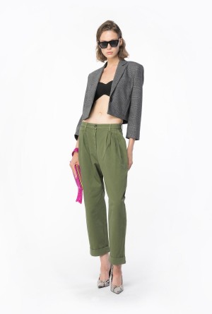 CYPRESS GREEN Pinko Wide-leg gabardine trousers | TMYWZ61370
