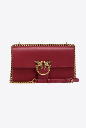 DARK RED-ANTIQUE GOLD Pinko Classic Love Bag One Simply | AMYWC97090
