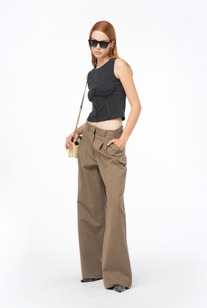 DARK EARTH Pinko Wide-leg cotton trousers | MYJZR68129