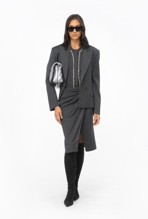 DARK GREY Pinko Calf-length skirt with twist detail | MYICD94568