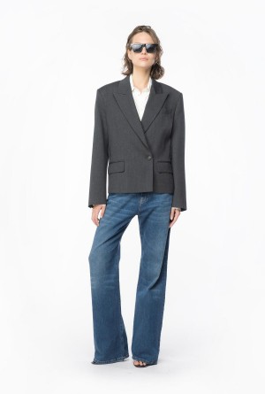 DARK GREY Pinko Flannel blazer with belt | UMYND96886