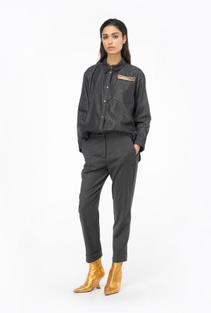 DARK GREY Pinko Flannel trousers | PMYQX99440