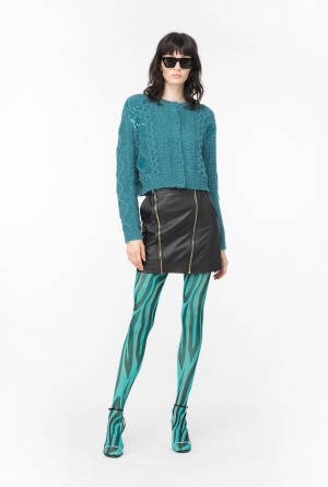 DARK LAKE GREEN Pinko Multi cable-stitched cardigan | BMYSD86125