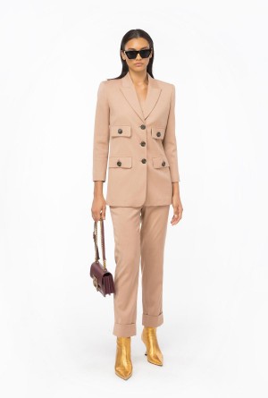 DARK LATTE Pinko Flannel trousers | MYDFL69567