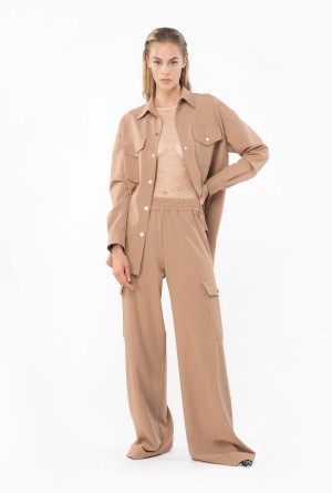 DARK LATTE Pinko Flowing cargo trousers | BMYSO96983