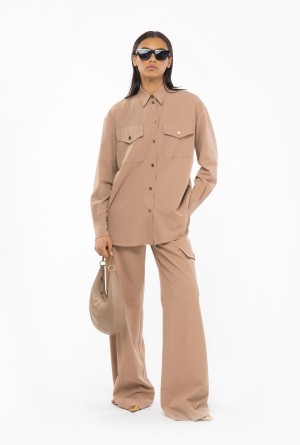 DARK LATTE Pinko Flowing shirt with small pockets | MYQAV32528
