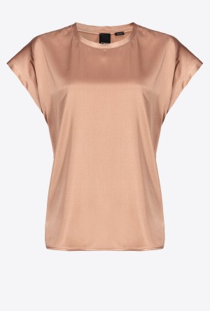 DARK LATTE Pinko Stretch satin top | MYNEJ62343