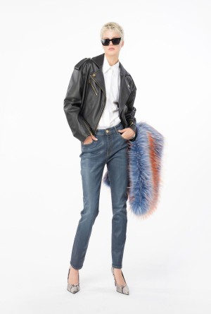 DARK WASH Pinko Wet-look denim skinny jeans | MYEGJ90777