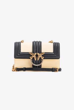 DOUBLE CREAM-ANTIQUE GOLD Pinko Mini Love Bag One with piping | MYXMI15617
