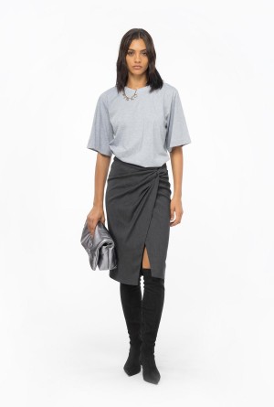 DRIZZLE GREY Pinko T-shirt with rhinestone necklace | MYQCS16114