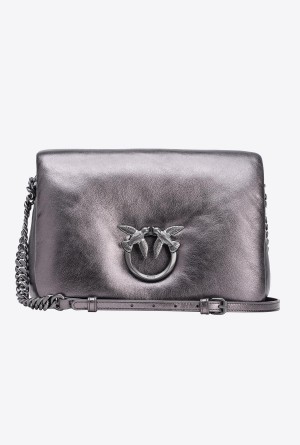FREE GUNMETAL GREY-BLOCK COLOUR Pinko Galleria laminated Classic Love Bag Click Puff | FMYHY58309