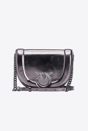 FREE GUNMETAL GREY-BLOCK COLOUR Pinko Galleria laminated Classic Love Bag Click Round | MYQAV78112