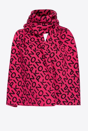 FUCHSIA/BLACK Pinko Branded cashmere-blend scarf | MYEAH64727