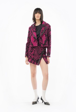 FUCHSIA/BLACK Pinko Jacquard mini skirt with snake motif | UMYND58879