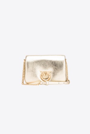 GOLD-BLOCK COLOUR Pinko Galleria Baby Love Bag Click Puff in laminated nappa leather | MYEGJ72170