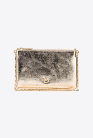 GOLD-BLOCK COLOUR Pinko Galleria Classic Flat Bag in laminated leather | AMYDF80759