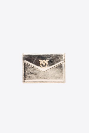 GOLD-BLOCK COLOUR Pinko Galleria flat laminated leather card holder | MYQAV41881