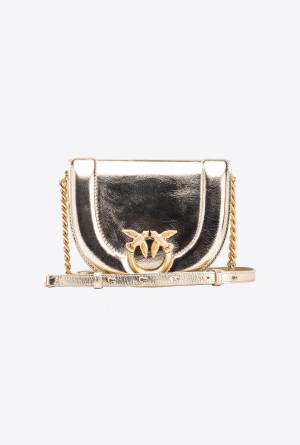 GOLD-BLOCK COLOUR Pinko Galleria laminated Mini Love Bag Click Round | BMYSD83779