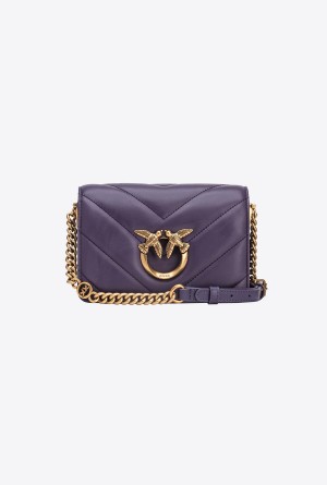 GRAPE PURPLE-ANTIQUE GOLD Pinko Mini Love Bag Click Big Chevron | UMYND65029