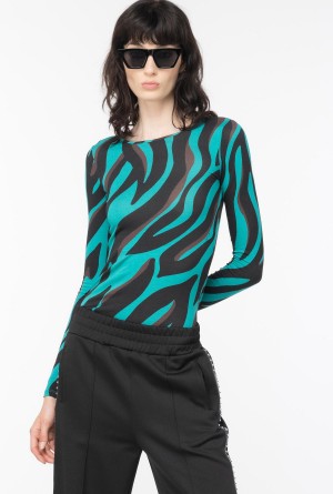GREEN/BLACK/BURGUNDY Pinko Psychedelic animal-print sweater | UMYTG19034
