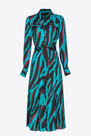 GREEN/BLACK/BURGUNDY Pinko Shirt dress with psychedelic zebra print | MYJKU48748