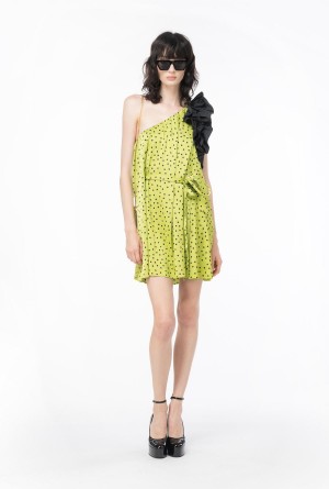 GREEN/BLACK Pinko Polka-dot mini dress | YMYGT97436
