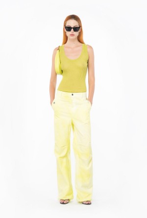 GREEN - SOLFATARA Pinko Tie-dyed cotton utility trousers | MYCVG18419