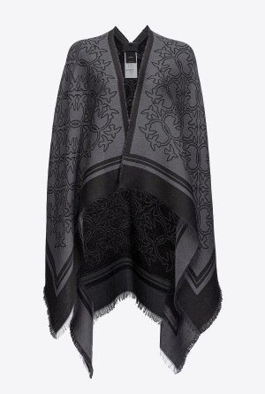 GREY/BLACK Pinko Love Birds jacquard cape | DMYVO44860