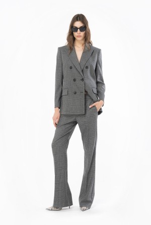 GREY/BLACK Pinko Prince-of-Wales flannel trousers | MYEGJ31942
