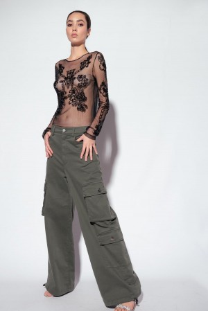 GREY-GREEN Pinko Oversized cargo trousers | MYIIZ84243