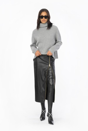 GREY-MONUMENT GREY Pinko Ribbed turtleneck sweater | PMYQX31414
