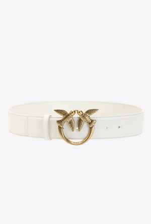 G. MAROSO BEIGE-ANTIQUE GOLD Pinko Love Birds leather belt | QMYUV80310