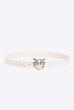 G. MAROSO BEIGE-OLD SILVER Pinko Love Birds thin leather belt | MYZPD51939