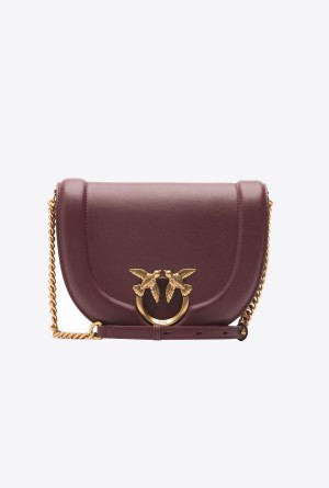 INTENSE BERRY-ANTIQUE GOLD Pinko Classic Love Bag Click Round in leather | MYCVG41537