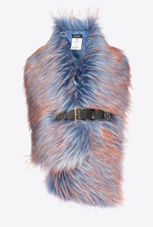LIGHT BLUE/ORANGE Pinko Coloured fox-effect stole | FMYHY77370