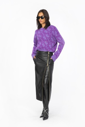 LILAC/PURPLE Pinko Wool and alpaca Love Birds sweater | BMYSO54922