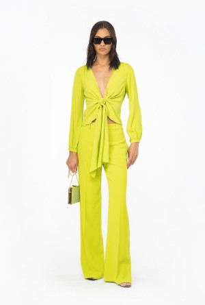 LIME YELLOW Pinko Blouse with knot detail | MYEGJ45863