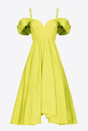 LIME YELLOW Pinko Taffeta midi dress | AMYDF13261