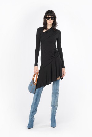 LIMO BLACK Pinko Asymmetric midi dress | TMYPQ20460