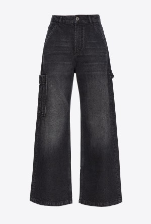 LIMO BLACK Pinko Black denim cargo jeans | AMYDF79126