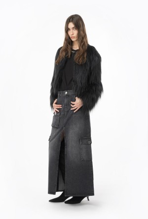 LIMO BLACK Pinko Black denim cargo skirt | MYXMI62469
