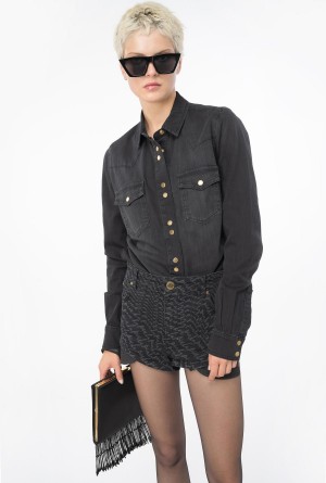 LIMO BLACK Pinko Black light twill denim shirt | AMYDF54344