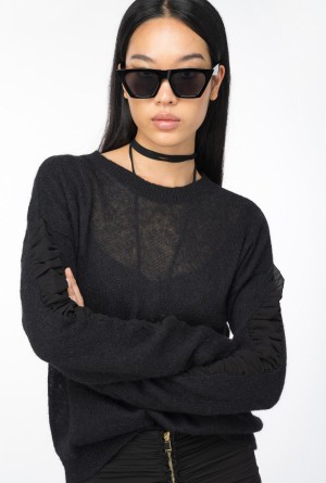 LIMO BLACK Pinko Brushed alpaca-blend sweater | FMYUI27096