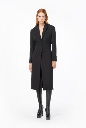 LIMO BLACK Pinko Bustier coat in double-layered crepe | MYZDE70749