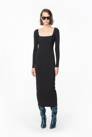 LIMO BLACK Pinko Bustier-effect midi dress | MYDYB96961