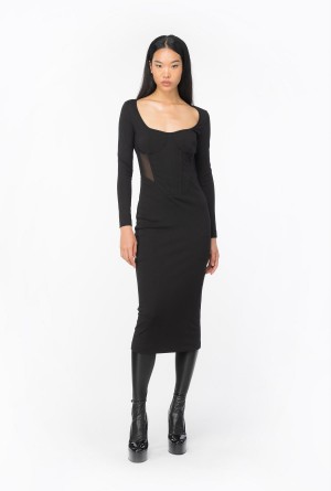 LIMO BLACK Pinko Calf-length bustier dress | UMYND97067
