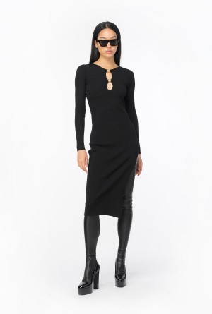 LIMO BLACK Pinko Calf-length dress with Love Birds buckles | FMYHY54265