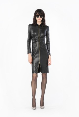 LIMO BLACK Pinko Calf-length leather-effect dress | BMYSO89446