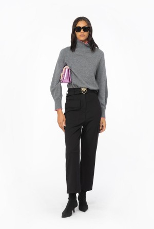 LIMO BLACK Pinko Cargo trousers with Love Birds belt | MYICD59983