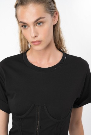 LIMO BLACK Pinko Corset-look T-shirt | GMYUC35783